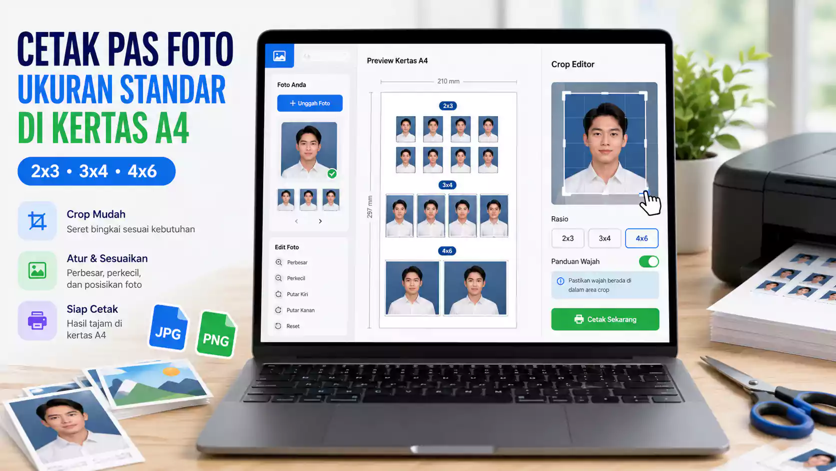 Aplikasi cetak foto 3x4, 2x3, dan 4x6