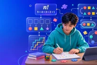 Ilustrasi materi kombinatorika tentang faktorial, filling slot, permutasi, dan kombinasi
